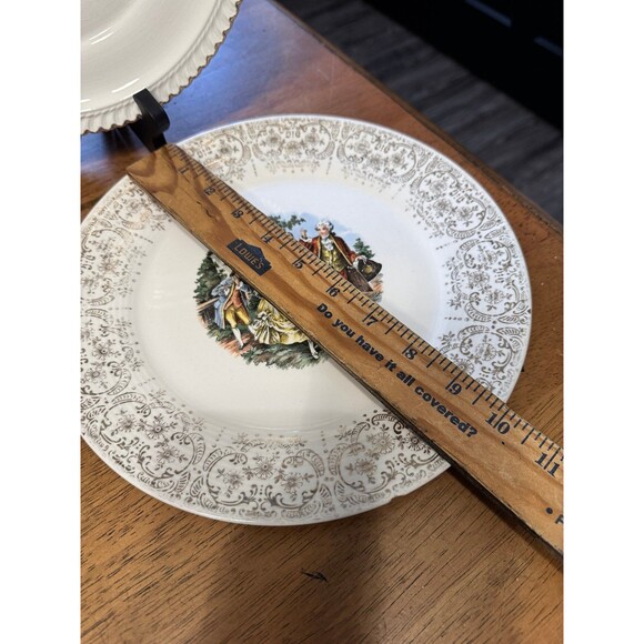 vintage Harker Pottery plate in the "Godey Prints" or "Courting Couple" pattern. - Picture 2 of 7